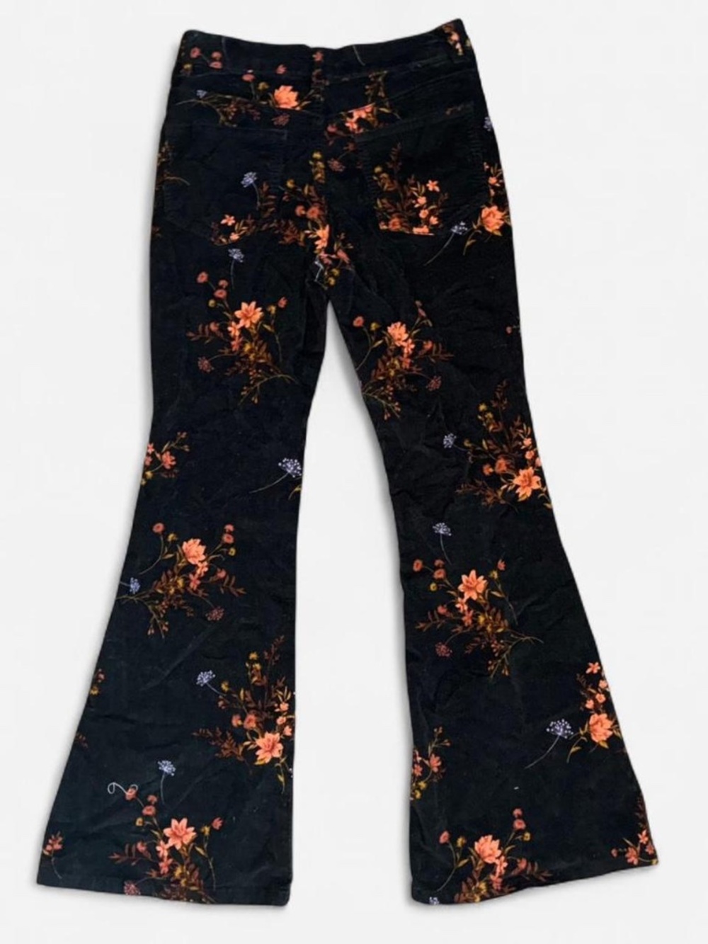 Forever 21 Velvet Floral Flare Pants | 70s Boho Vibes | Medium - Picture 2 of 7